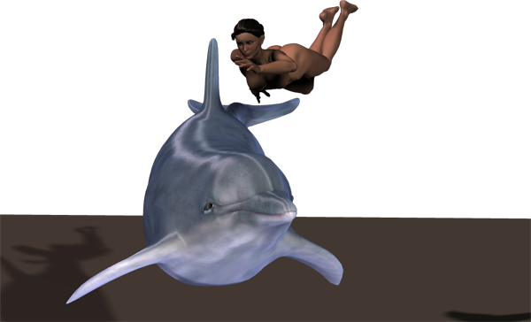 Taucherin mit Delfin
