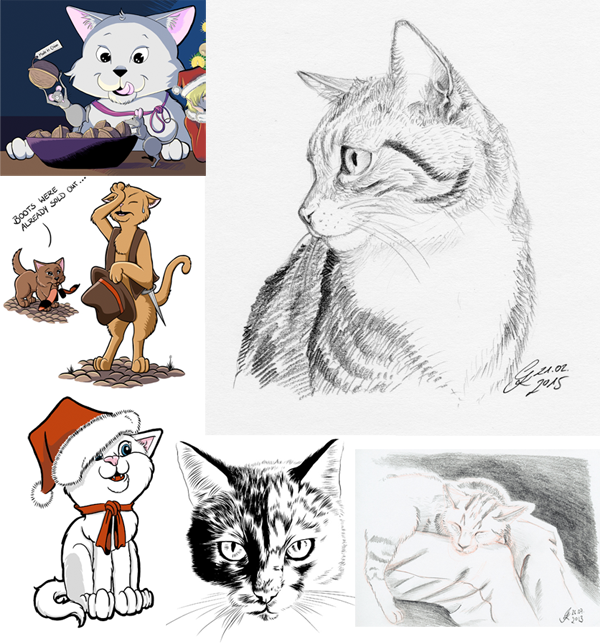 Katzen zeichnen - Beispiele