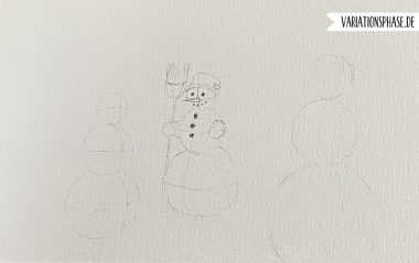 Die Achsen sind eingezeichnet und erste Details des mittleren Schneemanns.